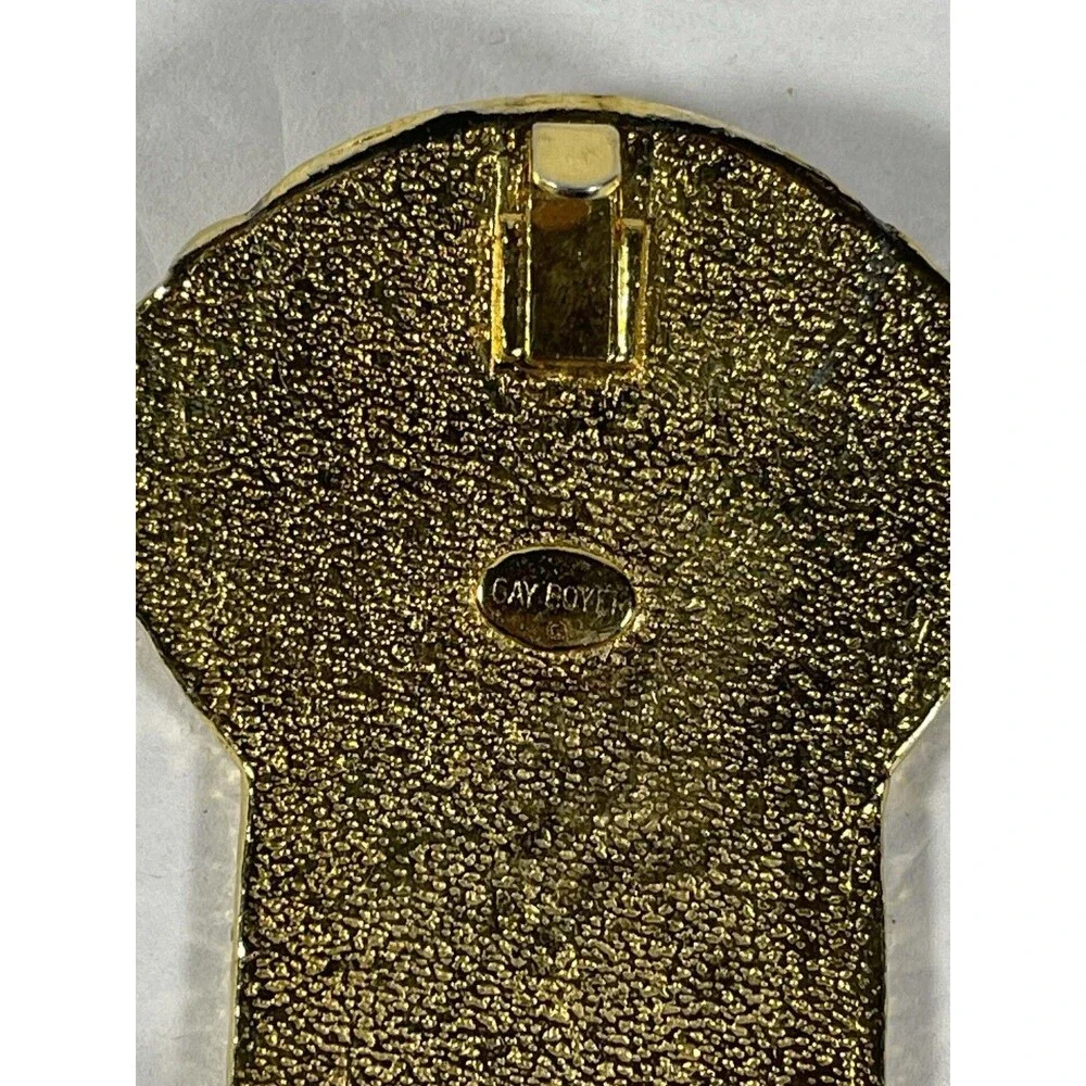 Vintage Gay Boyer Gold Tone Statement Belt Buckle Etruscan Revival Ribbon Style